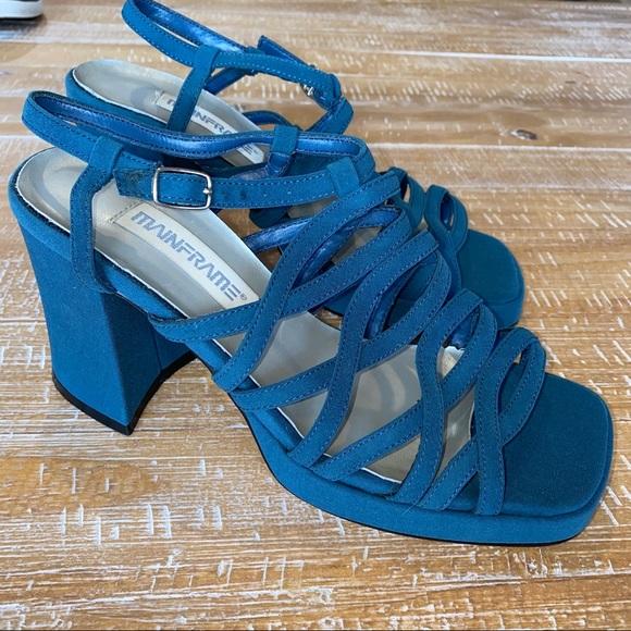 mainframe Shoes - Mainframe Y2k sandal high heels strappy blue platform 7 vintage spring shoe